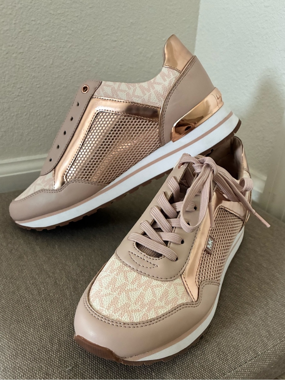Michael Kors Women’s Rose Gold and Blush Platform Sneakers